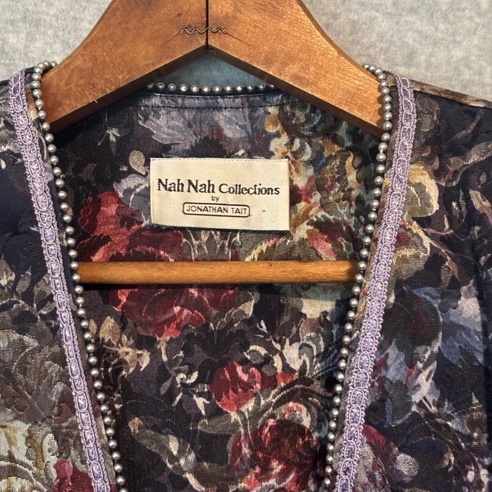 Vintage 80s Nah Nah Collections Women's 7/8 Floral Tapestry Jacket Bridgerton - Picture 3 of 12